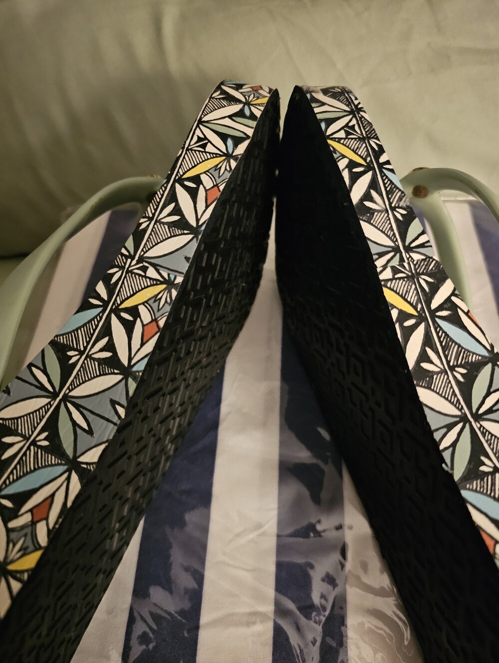 Tory Burch Thandie Printed Wedge Flip Flops Psychedelic Geo Mint Green Sz 8.5 - Picture 9 of 14